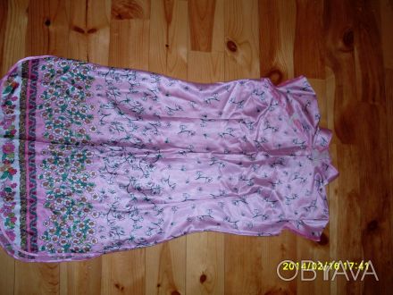 розовое платье, выполненное в японском стиле, размер 44-46, приталенное, сзади н. . фото 1