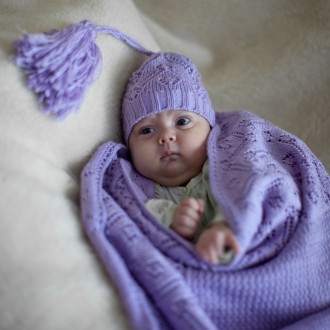 Вязаный комплект для новорожденного. 
Одеяльце (покрывало, плед) - 1 шт - разме. . фото 2