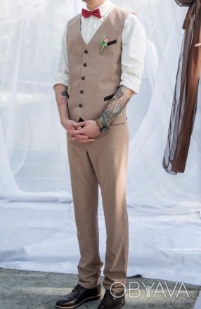 Костюм на выпускной или свадьбу! Летний) штаны+жилетка. Шили на заказ из хороших. . фото 1