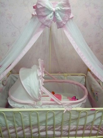 Продаётся Детская кроватка+балдахин, защита,матрас со стружки кокоса,наматрасник. . фото 3