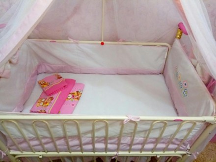 Продаётся Детская кроватка+балдахин, защита,матрас со стружки кокоса,наматрасник. . фото 5