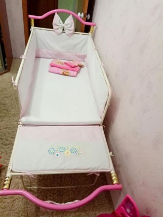 Продаётся Детская кроватка+балдахин, защита,матрас со стружки кокоса,наматрасник. . фото 6