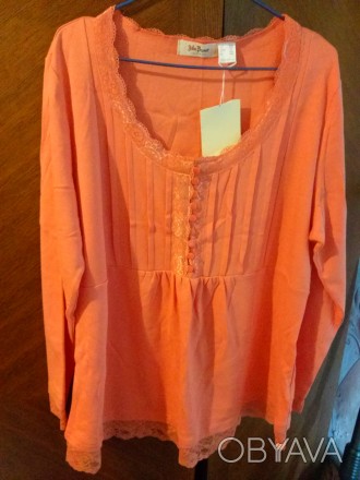 Продам женскую кофточку, нежного персикового цвета. Новая, размер 54-56. Все воп. . фото 1