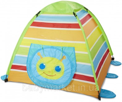 Оригинальная детская полосатая палатка с излбражением веселой стрекозы на двери,. . фото 3