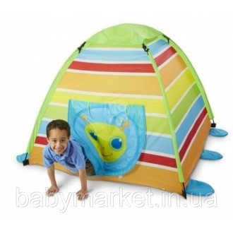 Оригинальная детская полосатая палатка с излбражением веселой стрекозы на двери,. . фото 2