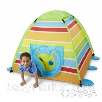 Оригинальная детская полосатая палатка с излбражением веселой стрекозы на двери,. . фото 1
