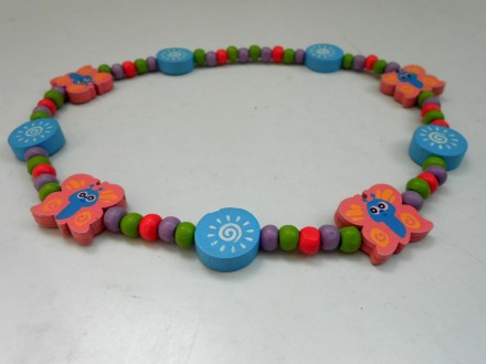 Оригинальное деревянное детское разноцветное ожерелье.. . фото 2