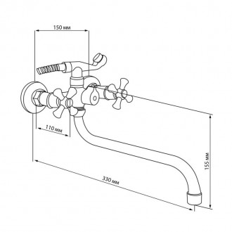 Смеситель для ванны GF (CRM)/S- 21-140S. . фото 3