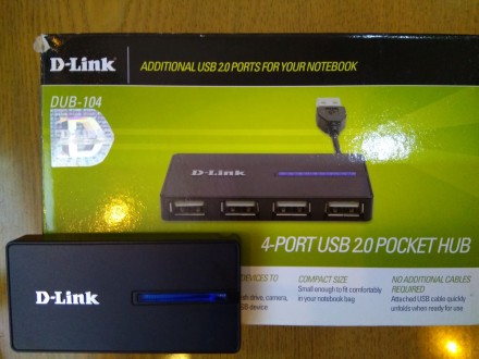 Новый разветвитель-D-LINK 4PORT USB 2.0 POKET HUB адаптор 220 вольт,в 40 раз быс. . фото 2