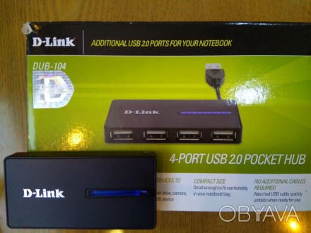 Новый разветвитель-D-LINK 4PORT USB 2.0 POKET HUB адаптор 220 вольт,в 40 раз быс. . фото 1