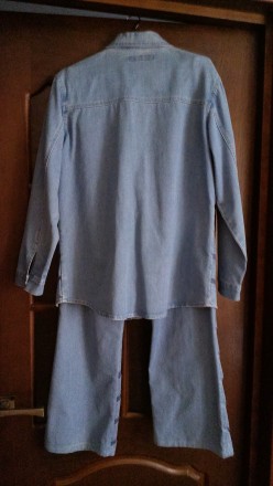 Джинсовый костюм - рубашка + брюки, р.50(L). Замеры рубашки: длина - 73см, длина. . фото 3