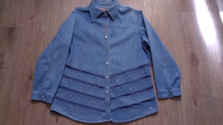 Джинсовый костюм - рубашка + брюки, р.50(L). Замеры рубашки: длина - 73см, длина. . фото 4
