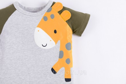 Футболка детская для мальчика Маленький жираф. Красивая детская футболочка обяза. . фото 3