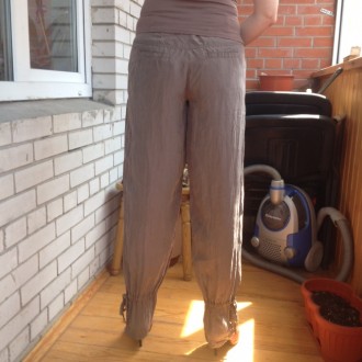 Шелковые штаны свободного кроя ,Promod ,Франция, цвета темного какао , карманы с. . фото 3