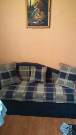 Продам кухонный угловой диван, цвет - синий с коричневым, размер 165х66. . фото 2