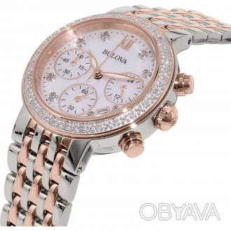 Красивые женские часы-хронограф с 34 натуральными бриллиантами американского бре. . фото 1