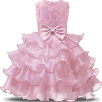 платье розовое атласное на девочку 5 - 7 лет. Длина - 75 см, объём в груди - 68 . . фото 2