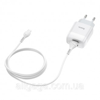 СЗУ HOCO C73A (2USB/2.4A) + microUSB (Белый). . фото 5