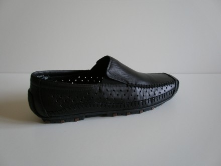Туфли (слипоны) Rieker из натуральной кожи черного цвета с перфорацией. Внутренн. . фото 3