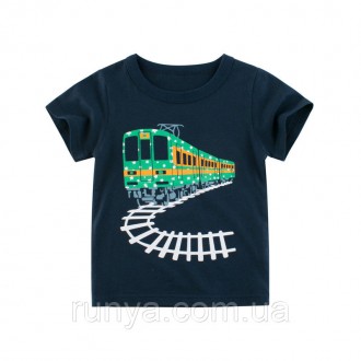 Летняя детская футболка для мальчика Железная дорога. Ткань: 100% Хлопок.
Размер. . фото 2