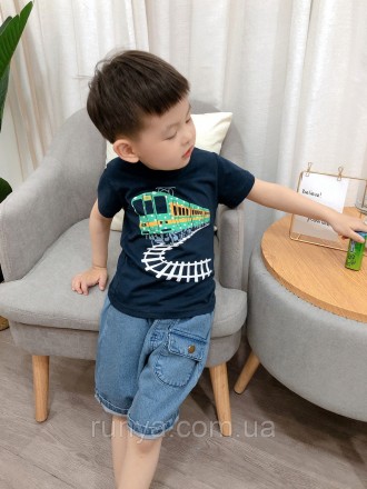 Летняя детская футболка для мальчика Железная дорога. Ткань: 100% Хлопок.
Размер. . фото 3
