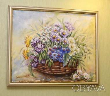Под заказ. Картина ,,полевые цветы  в корзине #2,, . Масло, холст
Холст, размер. . фото 1
