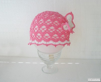 нежная ажурная шапочка-панамка для маленькой модницы.красивого розового цвета, с. . фото 5