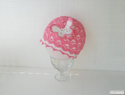 нежная ажурная шапочка-панамка для маленькой модницы.красивого розового цвета, с. . фото 2