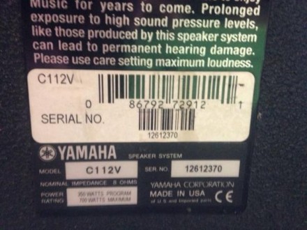 Продам концертные топы Yamaha C112V 12" 2-Way Club Concert Series Speaker + хоро. . фото 2