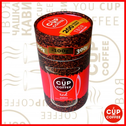 Кава "Cup-Coffee" RED сублiмована 400гр ТУБУС
ящик 6шт. опт от ящика. доставка . . фото 2