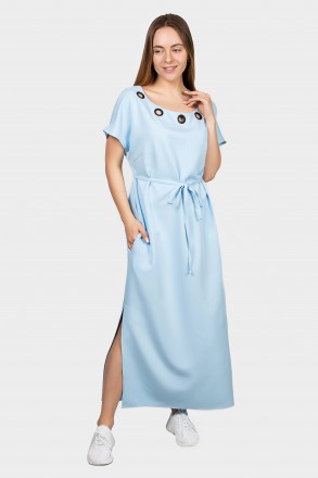 Платье  летнее  женское  Клео из тонкой, мягкой ткани, слегка стрейч голубого, п. . фото 2