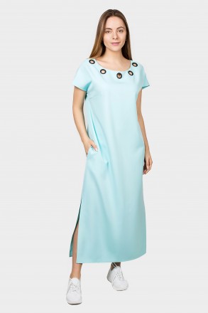 Платье  летнее  женское  Клео из тонкой, мягкой ткани, слегка стрейч голубого, п. . фото 6