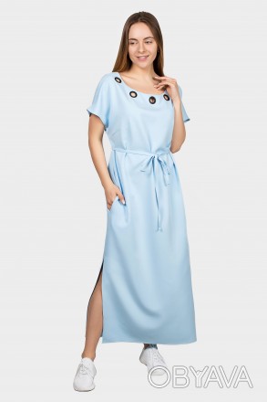 Платье  летнее  женское  Клео из тонкой, мягкой ткани, слегка стрейч голубого, п. . фото 1