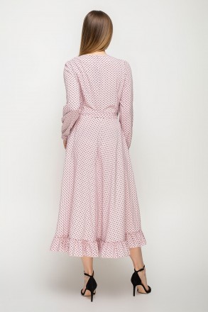 Платье  Алекса летнее женское платье розового и  мятного  цвета в  мелкий  белый. . фото 3
