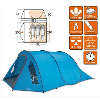 Палатка Pop 300 DLX с увеличеным тамбором от Vango, идеально подойдет для кратко. . фото 3