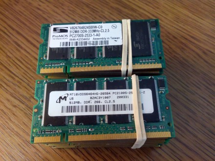 Оперативная память для ноутбуков DDR1 512Mb 
PC2700 333Mhz - 100грн
PC3200 400. . фото 2