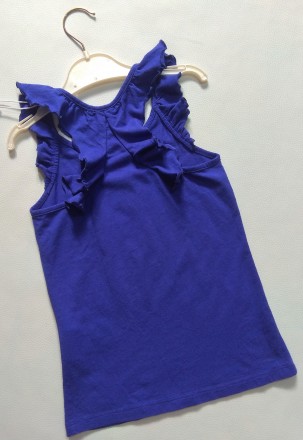 Синяя стильная майка с оборками от американского бренда Guess в размере 8(128).
. . фото 3