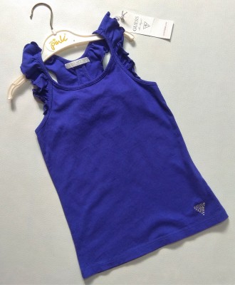 Синяя стильная майка с оборками от американского бренда Guess в размере 8(128).
. . фото 2