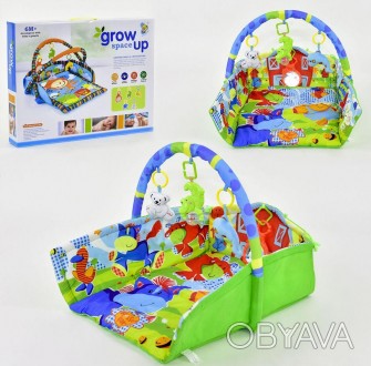 Игровой коврик для младенцев с мягкими бортиками оформлен красочными изображения. . фото 1