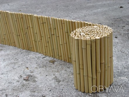 Длина:  3 м
Высота: 30 см
Диаметр бамбуковых стволов: 2-3 см

Заборчик изгот. . фото 1