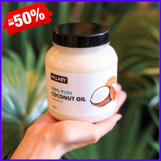  
Кокосовое масло рафинированное Hillary Premium Quality Coconut Oil 500 мл, 100. . фото 2