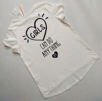 Молочная футболка с блестящей надписью от итальянского бренда OVS в размере 12-1. . фото 3