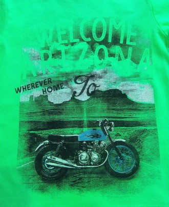 Салатовая футболка с принтом мотоцикла для мальчика от итальянского бренда OVS в. . фото 4