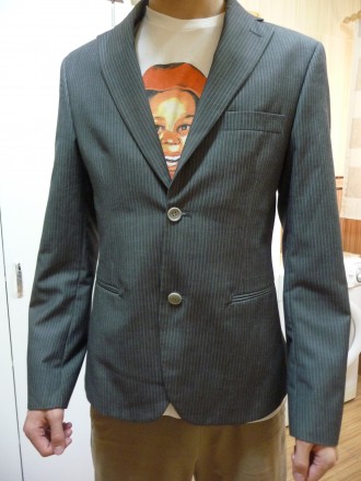 Стильный фирменный пиджак SASCH. . Цвет серый в тоненькую полосочку . Серая атла. . фото 3