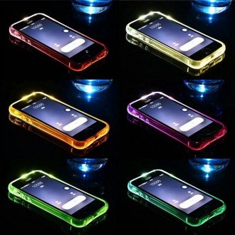 Новий світлодіодний чохол на iphone 5 та 6, в наявності є 6 кольорів: прозорий,ж. . фото 2