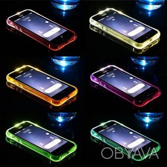 Новий світлодіодний чохол на iphone 5 та 6, в наявності є 6 кольорів: прозорий,ж. . фото 1