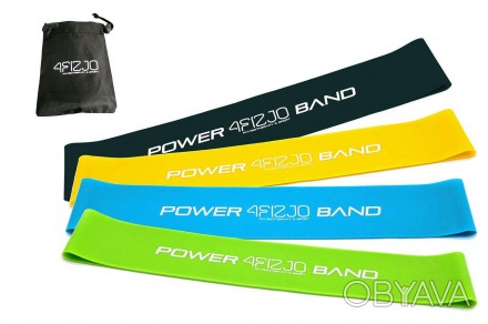 Набор фитнес резинок 4FIZJO Mini Power Band для тренировок 4 шт., эспандер ленто. . фото 1