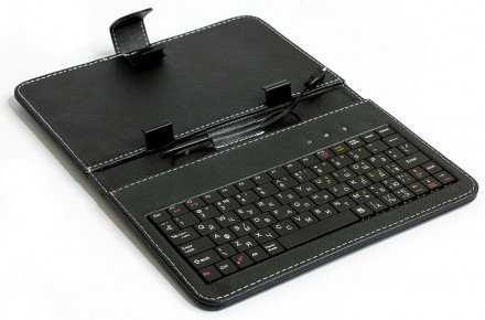 Обложка-чехол для планшета 10 дюймов с USB клавиатурой microUSB, двухсторонний к. . фото 2