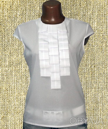 Белая летняя блузка 44 размера. Ткань - креп шифон.. . фото 1