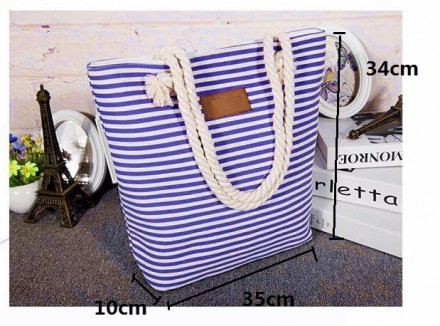 Женская пляжная сумка
Размер:35*10*34
Материал: холст
Цвет: синий, черный, кр. . фото 4